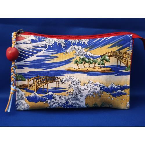 Dompet Jepang ( Japanese Pouch ) - Motif Lukisan Gunung & Ombak