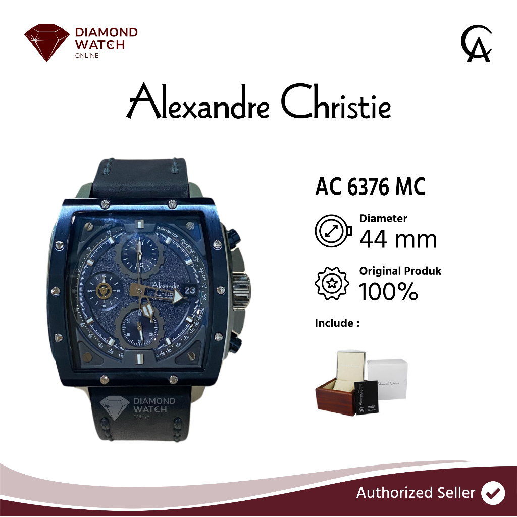 Alexandre Christie Chronograph AC 6376 MC Men Black Dial Black Leather Strap