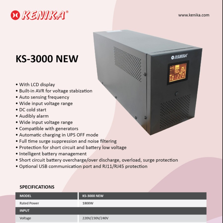 UPS KENIKA KS-3000 | 3000VA - 1800W