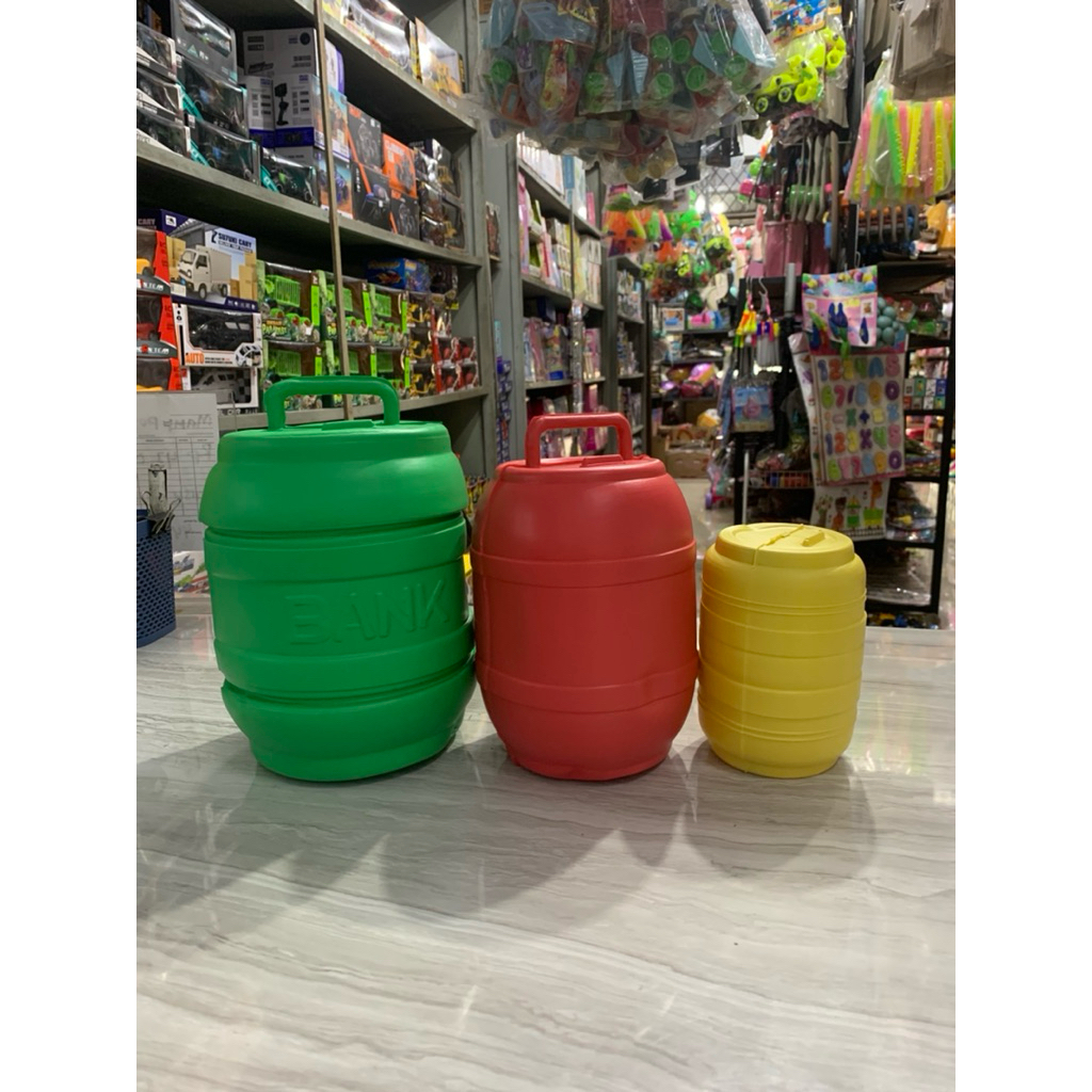 Celengan Plastik Mix Warna Ukur Kecil Isi 12Pcs (1Lusin)