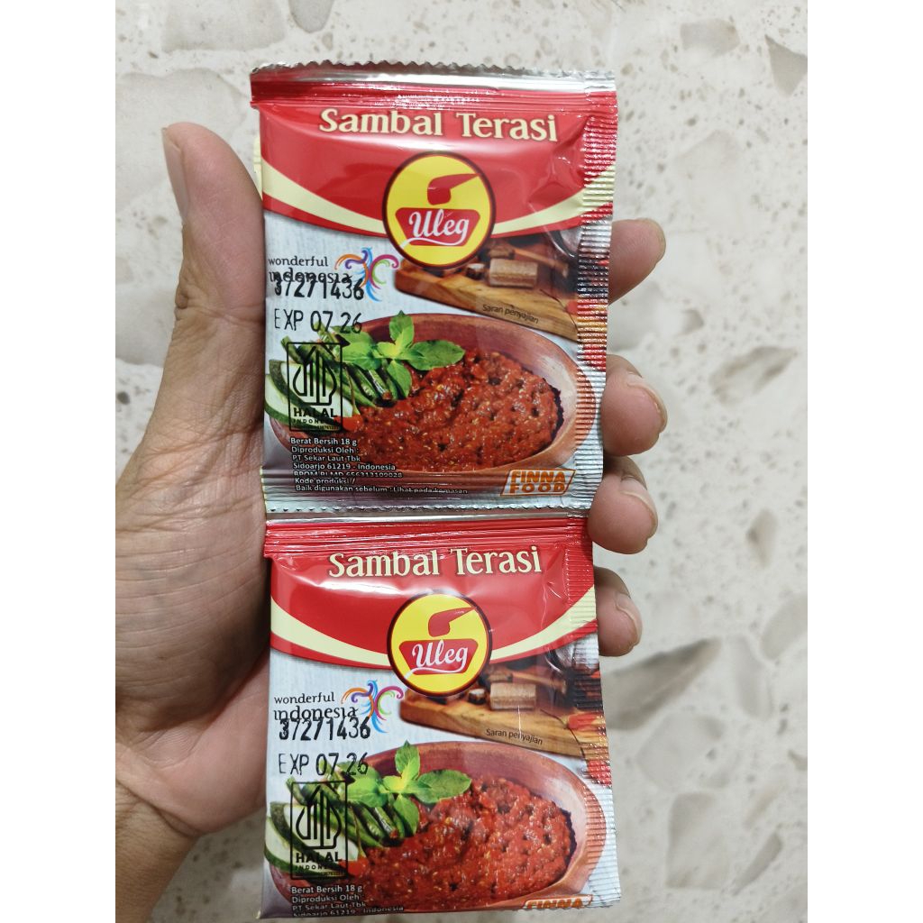 

Sambal Terasi Uleg Kemasan 1 Renceng isi 10 Sachet