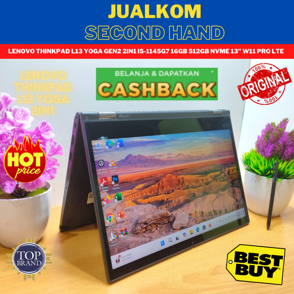 Laptop Second Berkualitas Laptop Bekas Laptop 2 in 1 Lenovo Thinkpad L13 Yoga GEN2 2in1 i7 32GB 1TB