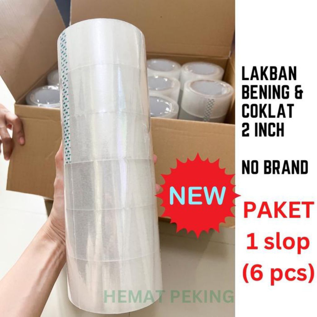 

Lakban Packing Murah Paket 6 pcs Bening Transparan Coklat