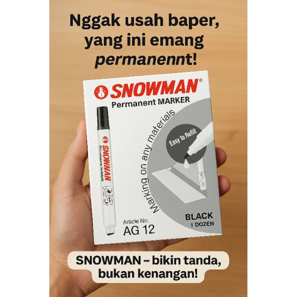 

Spidol Permanen Snowman Hitam – Anti Pudar & Mudah Digunakan