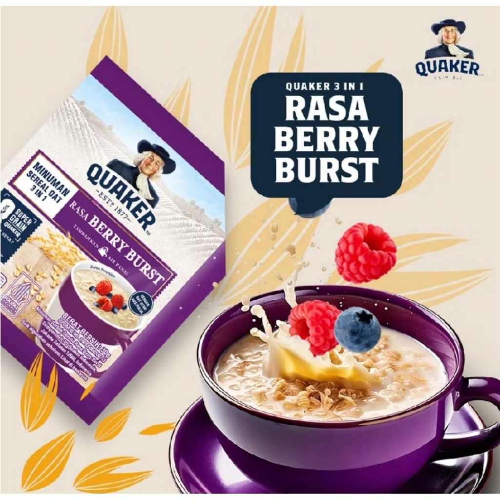 

Quaker 3in1 rasa Berry Burst isi 8 Sachet