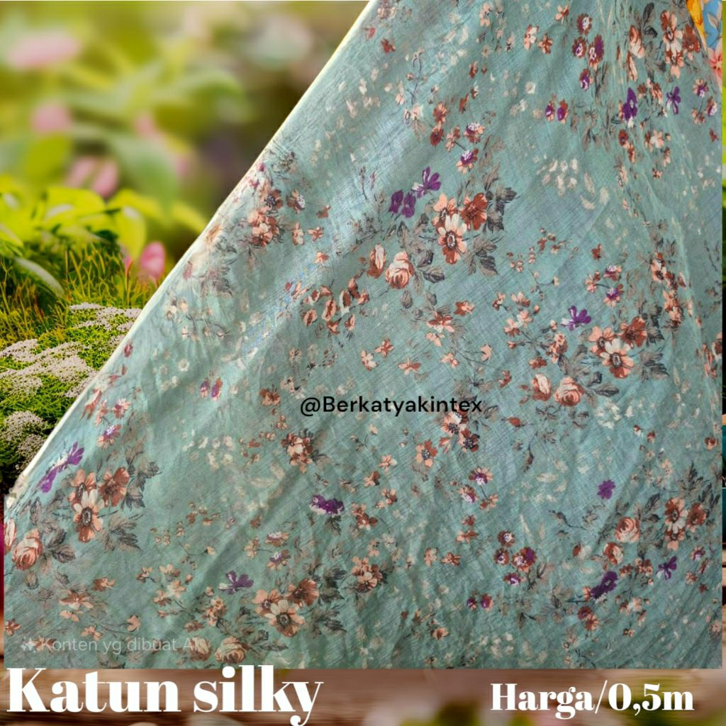 kain katun silky premium motif bunga kecil - kain silky motif bunga kecil - kain motif bunga kecil -