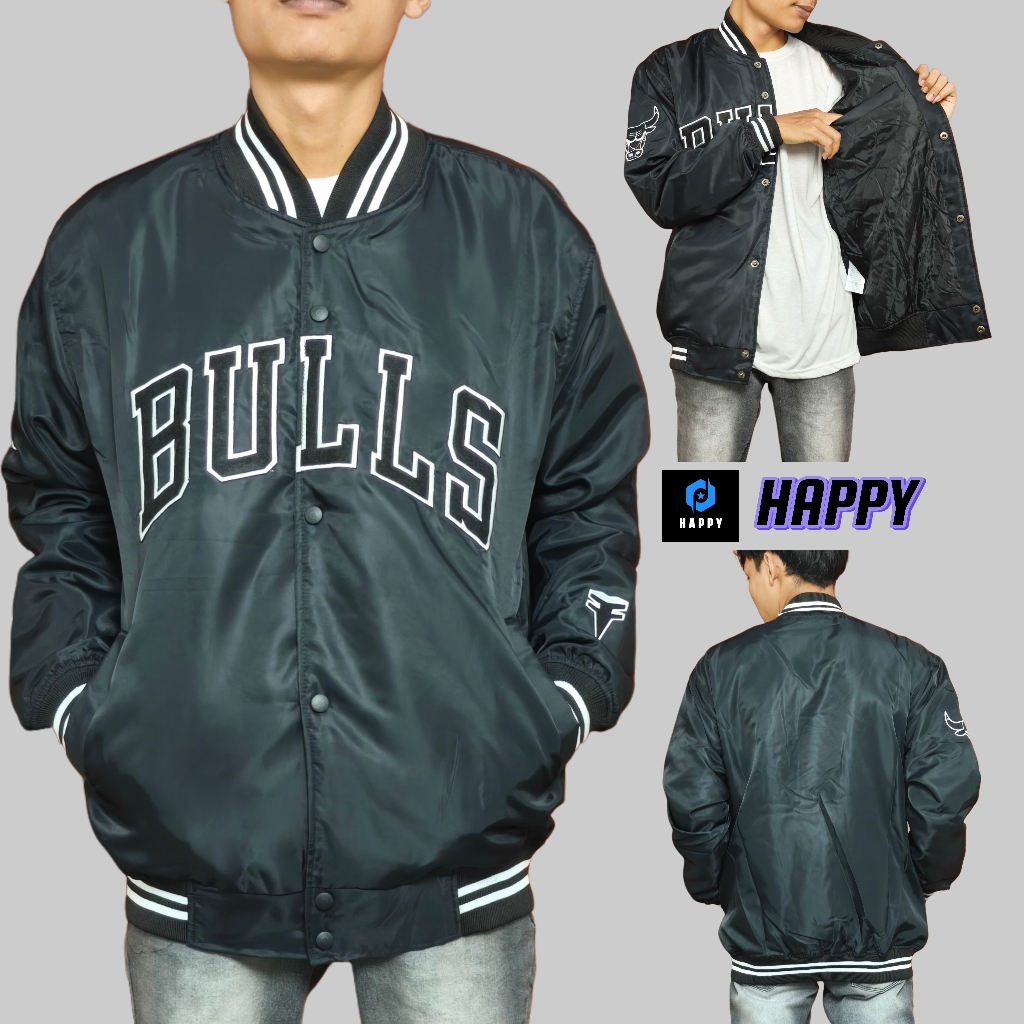 HAPPY Jaket Baseball Casual Vintage Chicago Bulls Pria Wanita Premium Terbaru