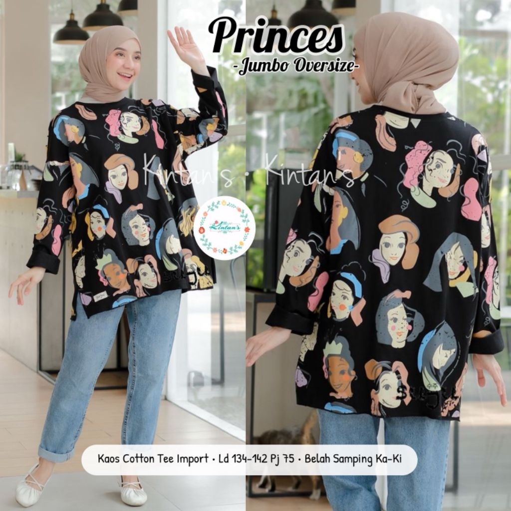 Princes Oversize - Kaos Wanita Jumbo - Kaos Suju Oversize - Kaos Oversize - Kaos Katun Tee Import by