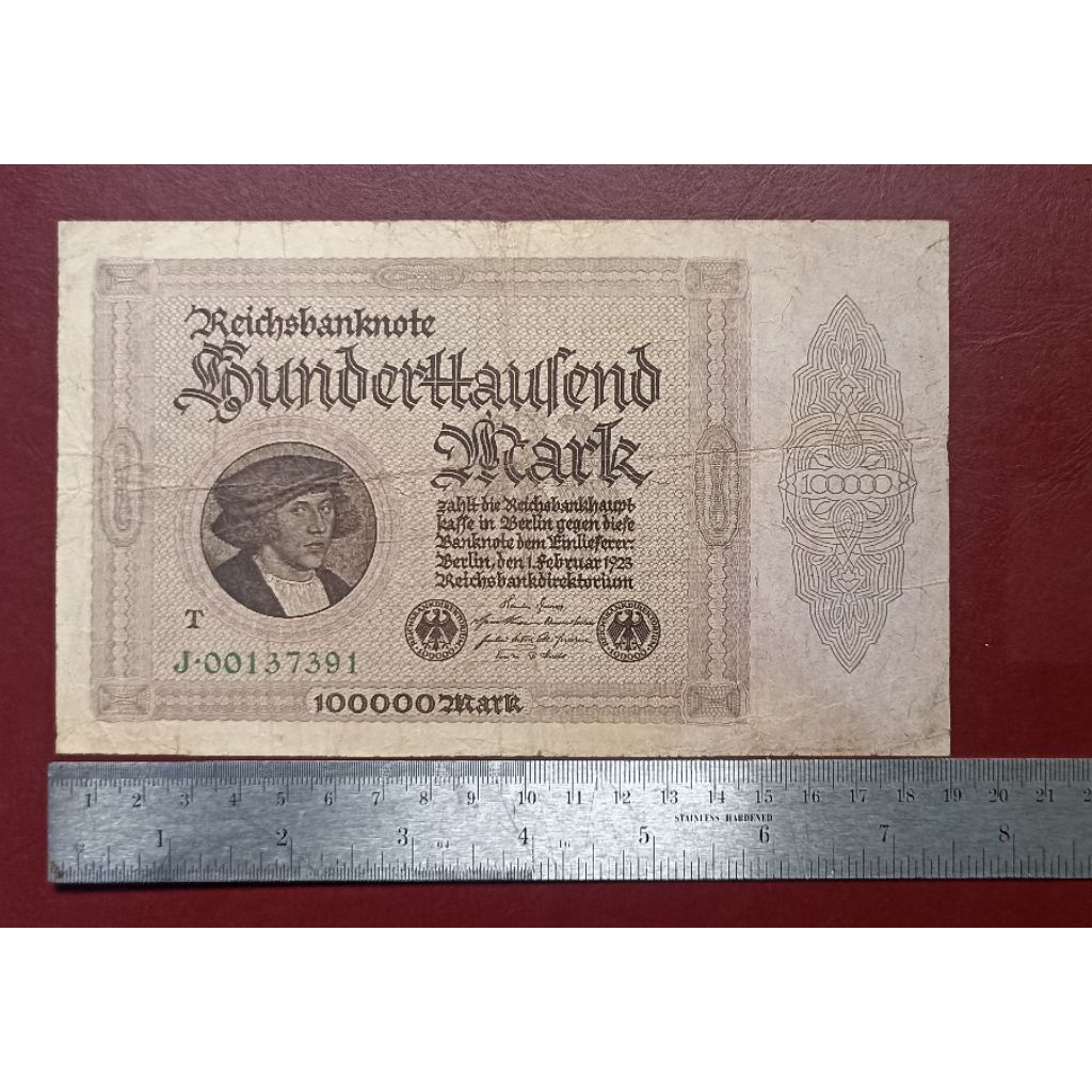UANG JERMAN 100 000 MARK 1923 UKURAN JUMBO