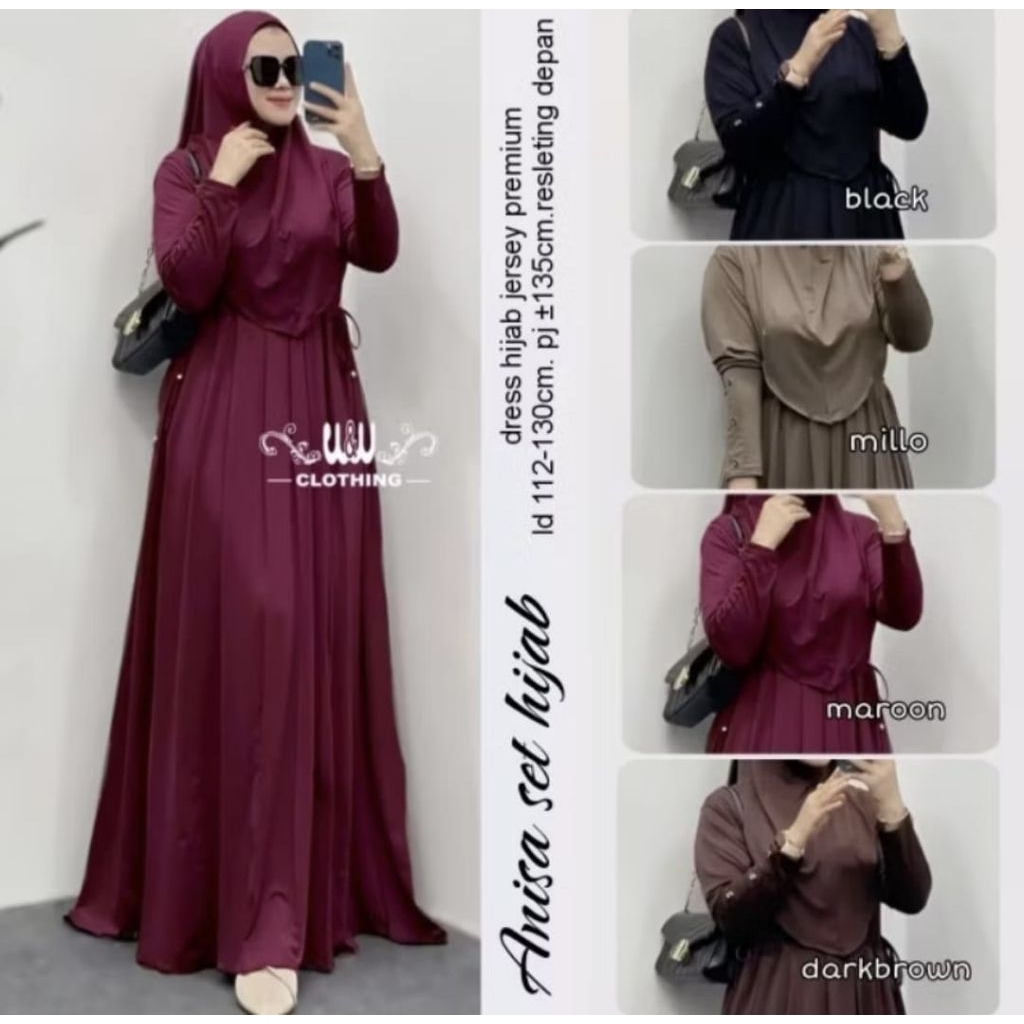 GAMIS ANNISA SET HIJAB BAHAN JERSEY PREMIUM