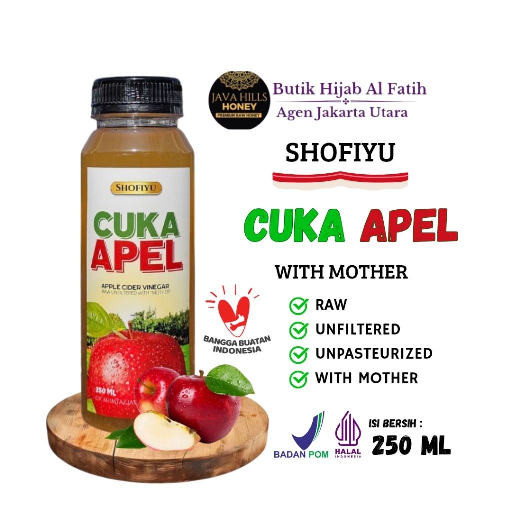 

Original Cuka Apel Shofiyu Apple Cider Vineger With Mother Manfaat Untuk Tubuh Detok Alami 250ML COD