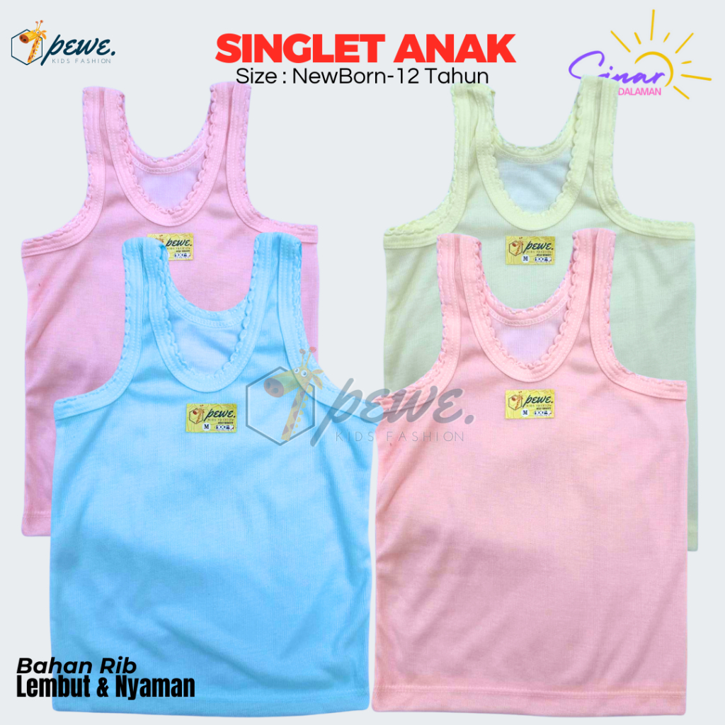 6 PCS Singlet Anak Kaos Dalam anak Perempuan Bahan Adem Tangtop Anak Perempuan Sampai Remaja Singlet
