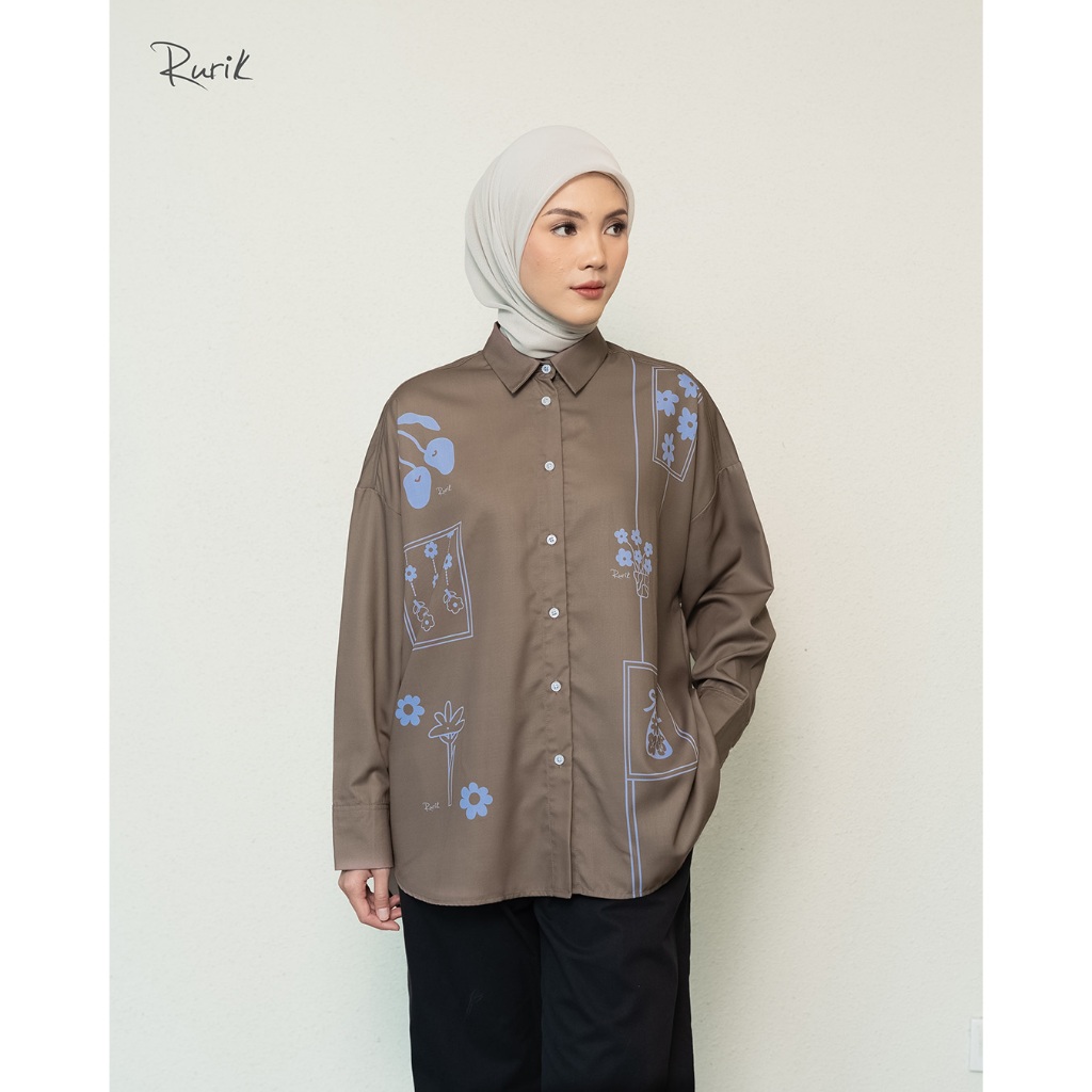 Rurik Kemeja Wanita Printing Oversize Atalya Print Shirt