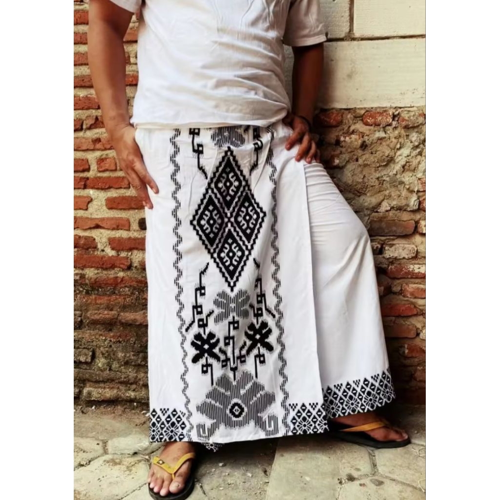 sarung celana balimun hitam dan putih - celana sarung ibadah - pakaian lebaran