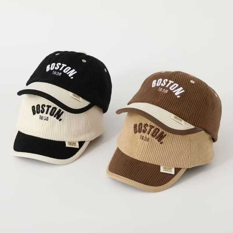 Topi BASEBALL Corduroy Anak-BOSTON x LUCKY x DIDICUTE TWO TONE-Unisex-New Korean Model Bayi