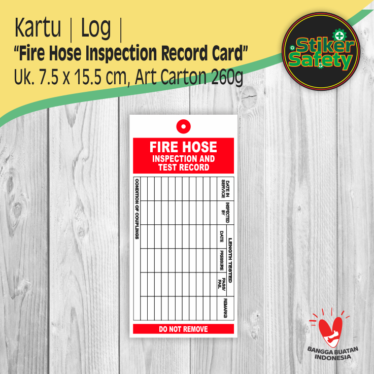 

Kartu Checklist Ceklis Log Fire Hose Inspection Record Card
