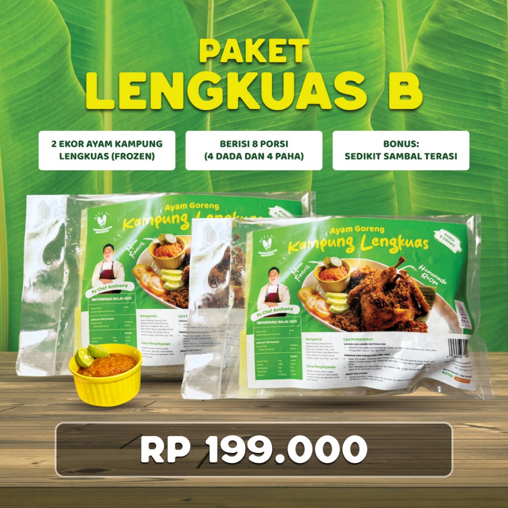 

PAKET B - Ayam Goreng Kampung Lengkuas by Chef Anthony – 2 Ekor Ayam Resep Otentik Praktis Tanpa Pengawet
