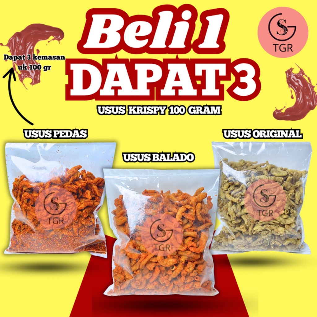

BELI 1 DAPAT 3 USUS KRISPY 100GR ( PEDAS,BALADO,ORI ) CEMILAN HITSS