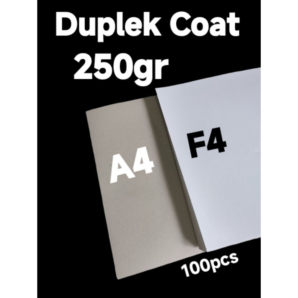 

100pcs Kertas DUPLEX COATED 250gsm uk F4 215x330 / A4 210x297 untuk packaging, kotak nasi / dos kue