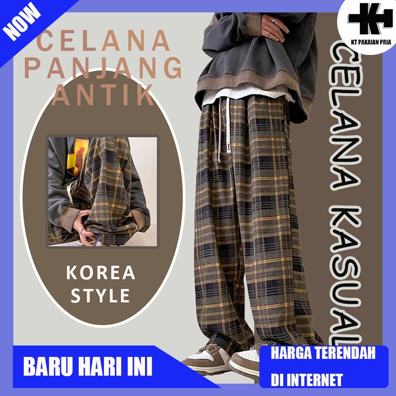 Celana panjang kotak-kotak  Celana kotak kotak pria panjang Celana panjang pria Celana cowok panjang