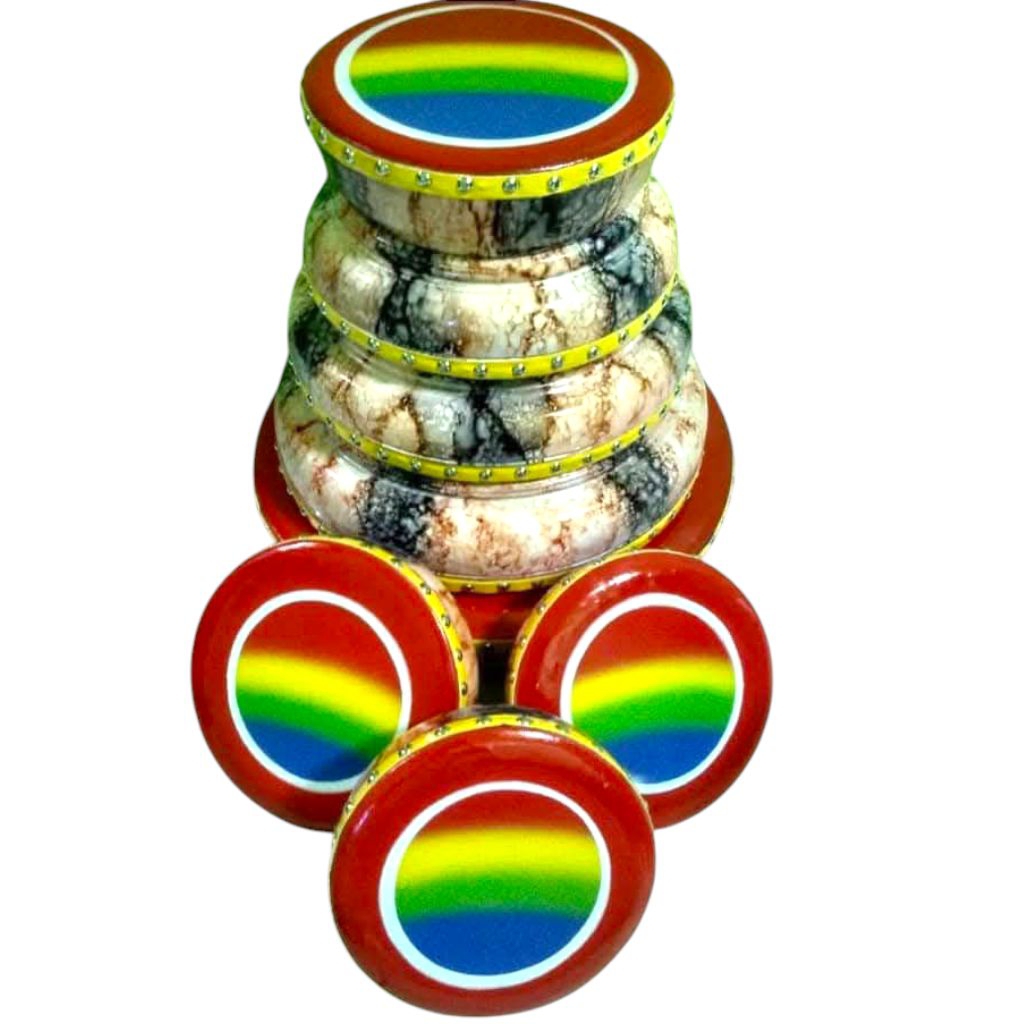 Rebana Qosidah Super Lasqu Motif Marmer Keramik susun 8 Bonus tas