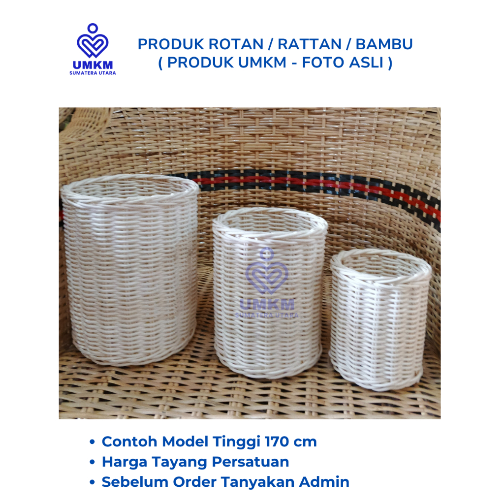 Keranjang pot bulat pitrit kecil / tempat pincil rotan / tempat pincil / keranjang pot rotan / rotan
