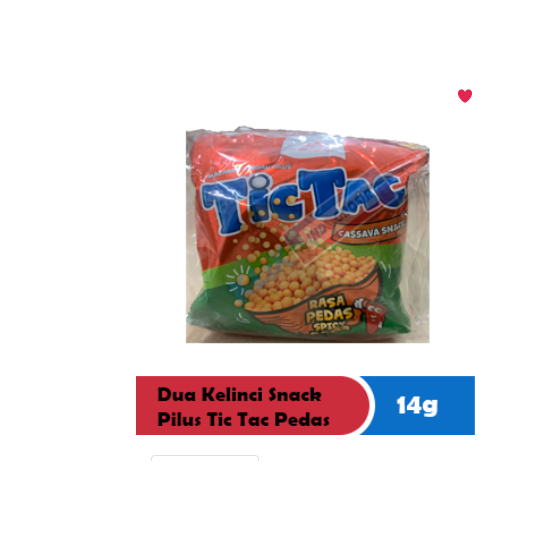 

DUA KELINCI SNACK PILUS TIC TAC PCK 16/14g