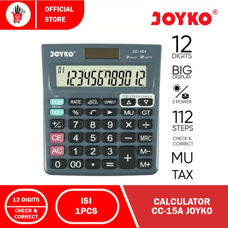 

Calculator | Kalkulator Joyko CC-15A 12 Digits Check Correct (1PCS)