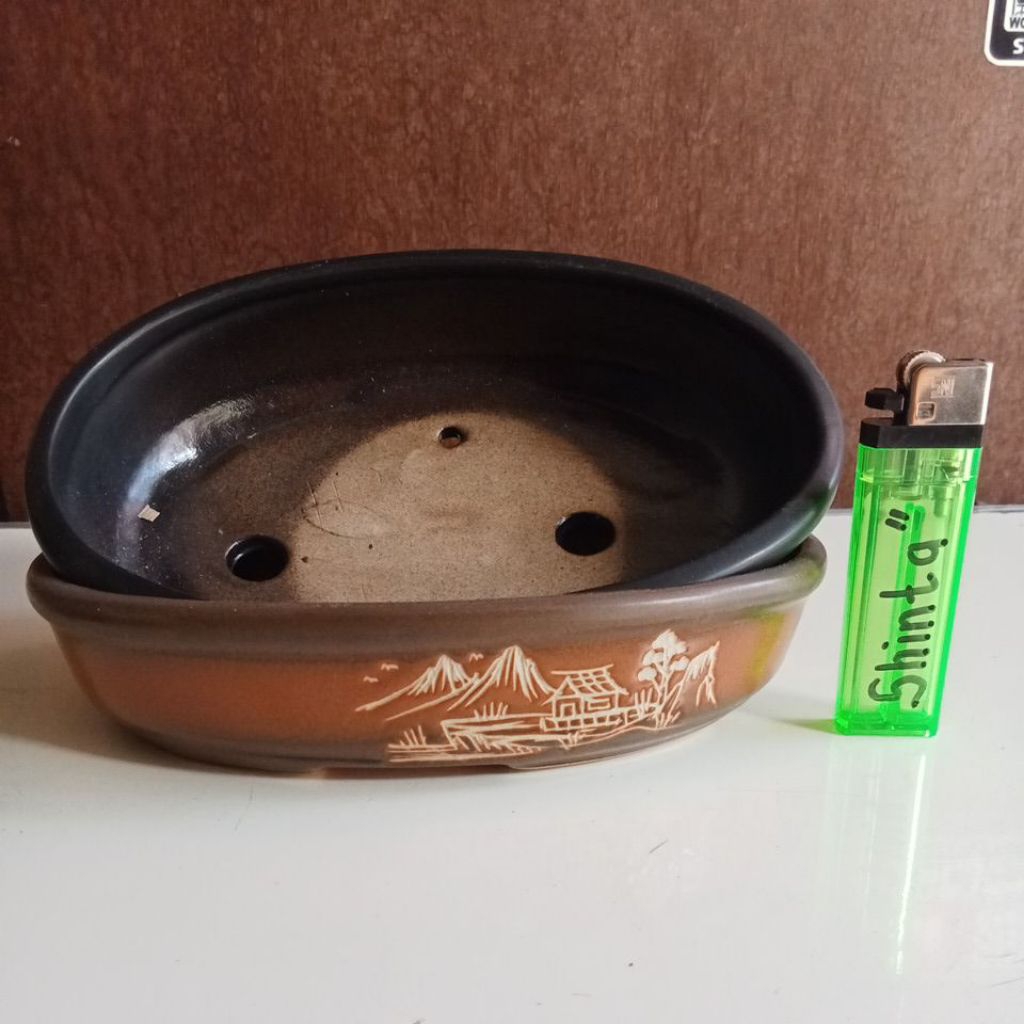 Pot keramik oval bonsai/kaktus