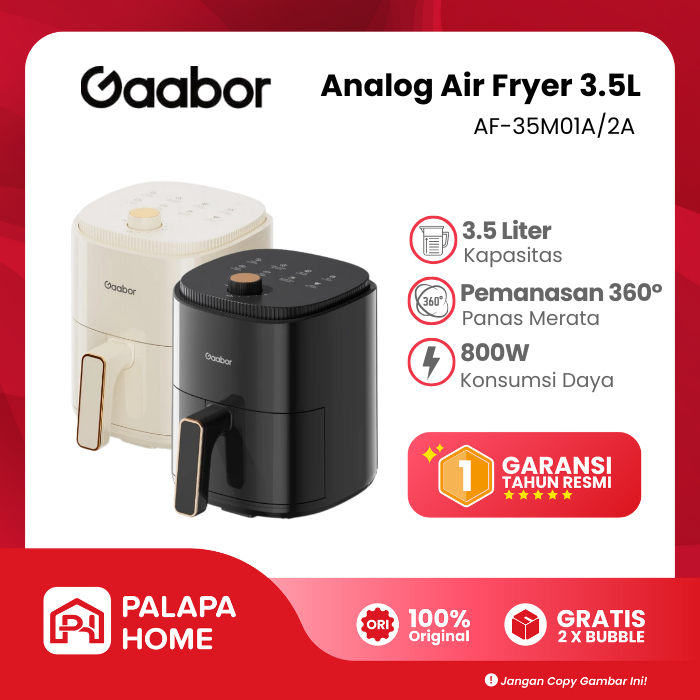 Gaabor Air Fryer Single Knob Low Watt 3.5 Liter | Penggorengan Anti Lengket Airfryer AF-35M01A/02A