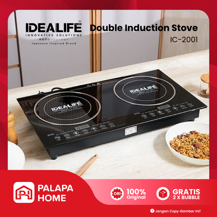 Idealife Kompor Listrik Induksi 2 Tungku IC-2001 IL-201B | 2in1 Induction Stove Touchscreen 5 Mode