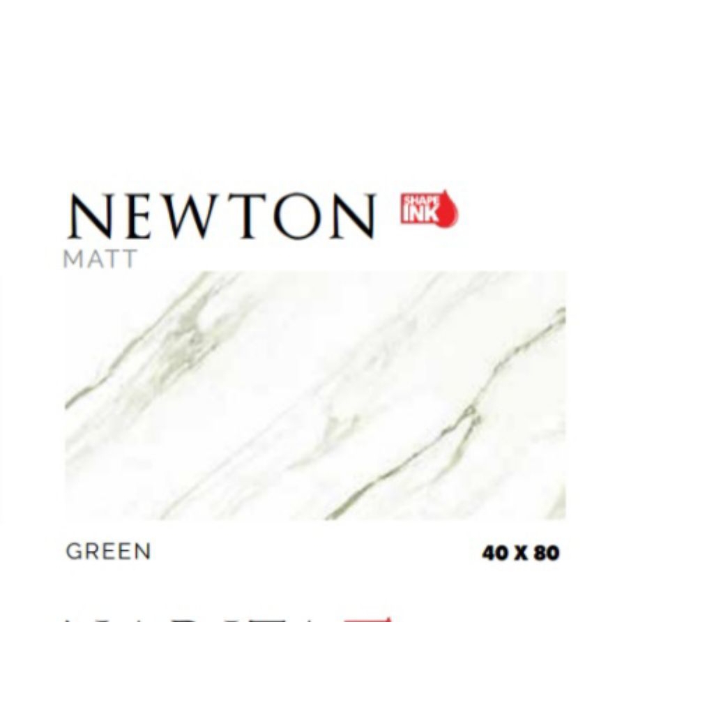 KERAMIK MERK PLATINUM TIPE NEWTON GREEN UKURAN 40X80 WARNA LATAR PUTIH CORAK MARBLE HIJAU PERMUKAAN 