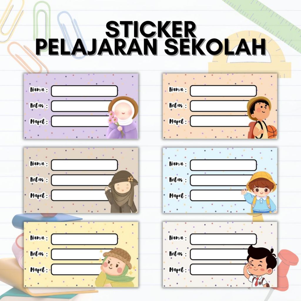 

20 pcs Stiker Mata Pelajaran Sekolah SD SMP SMA Label Buku Pelajaran Sekolah Custom Tulisan Sticker MapeL Mata Pelajaran Sekolah Ukuran 4 x 7 cm VOL. 2