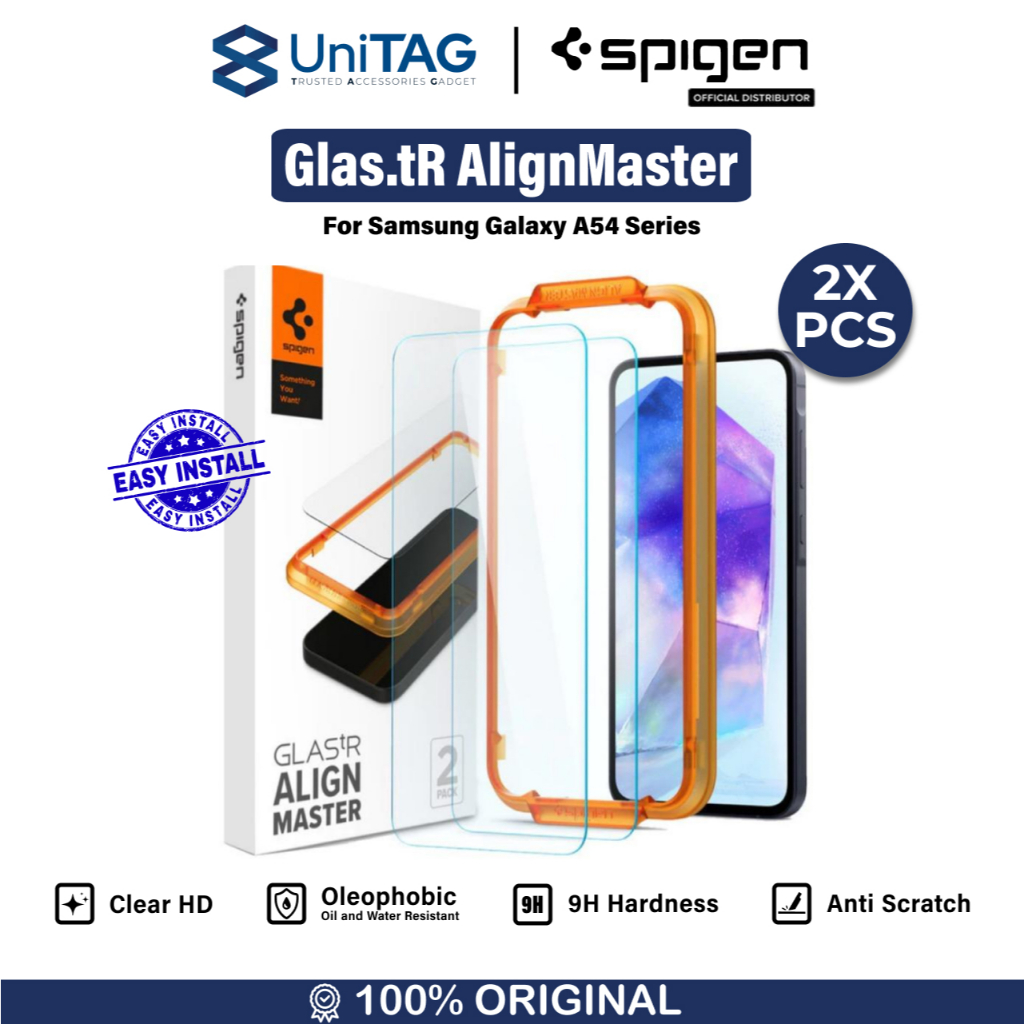 SPIGEN Tempered Glass for Samsung Galaxy A54 Glas tR Alignmaster Clear HD by UniTAG