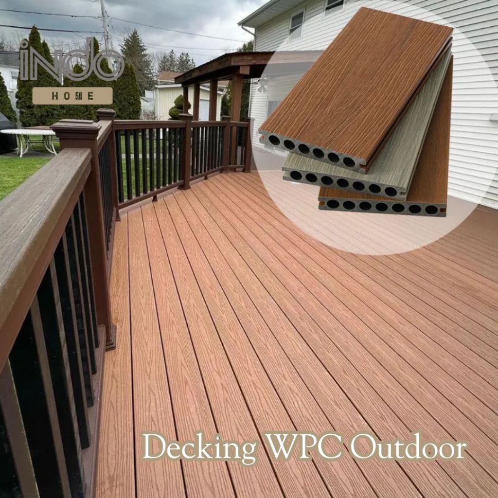 Indo [ PREMIUM ] Decking WPC Outdoor Bulat 7 Lubang | Lantai Kayu Kolam Renang Teras | WPC Flooring 