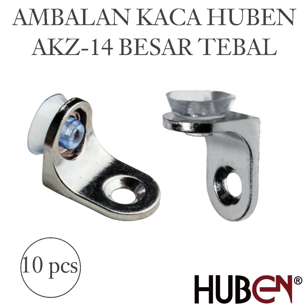 (10 Pcs) Ambalan Kaca Besar Tebal Huben AKZ - 14 | Dudukan Sudut Furniture Fitting | Ambalan Rak Kac