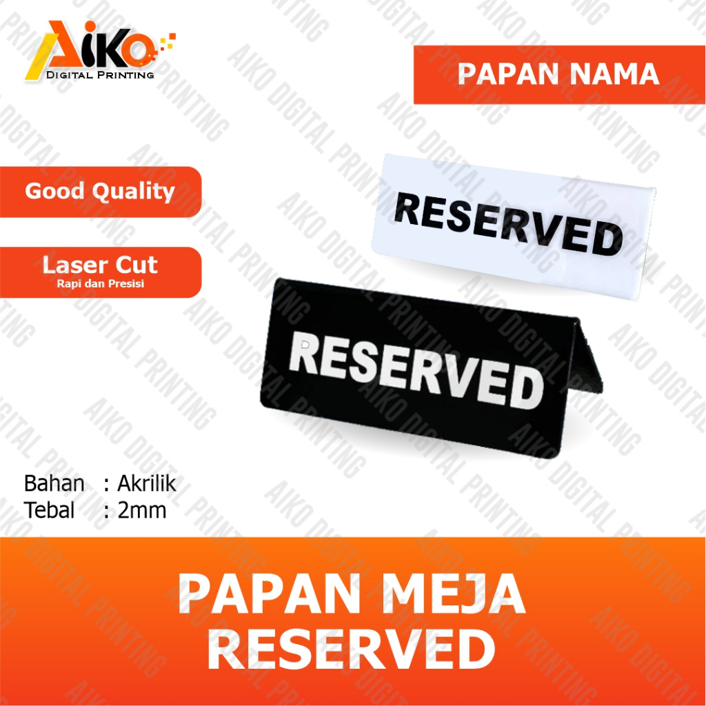 

PAPAN MEJA RESERVED AKRLIK SEGITIGA | RESERVED TABLE ACRYLIC SIGN