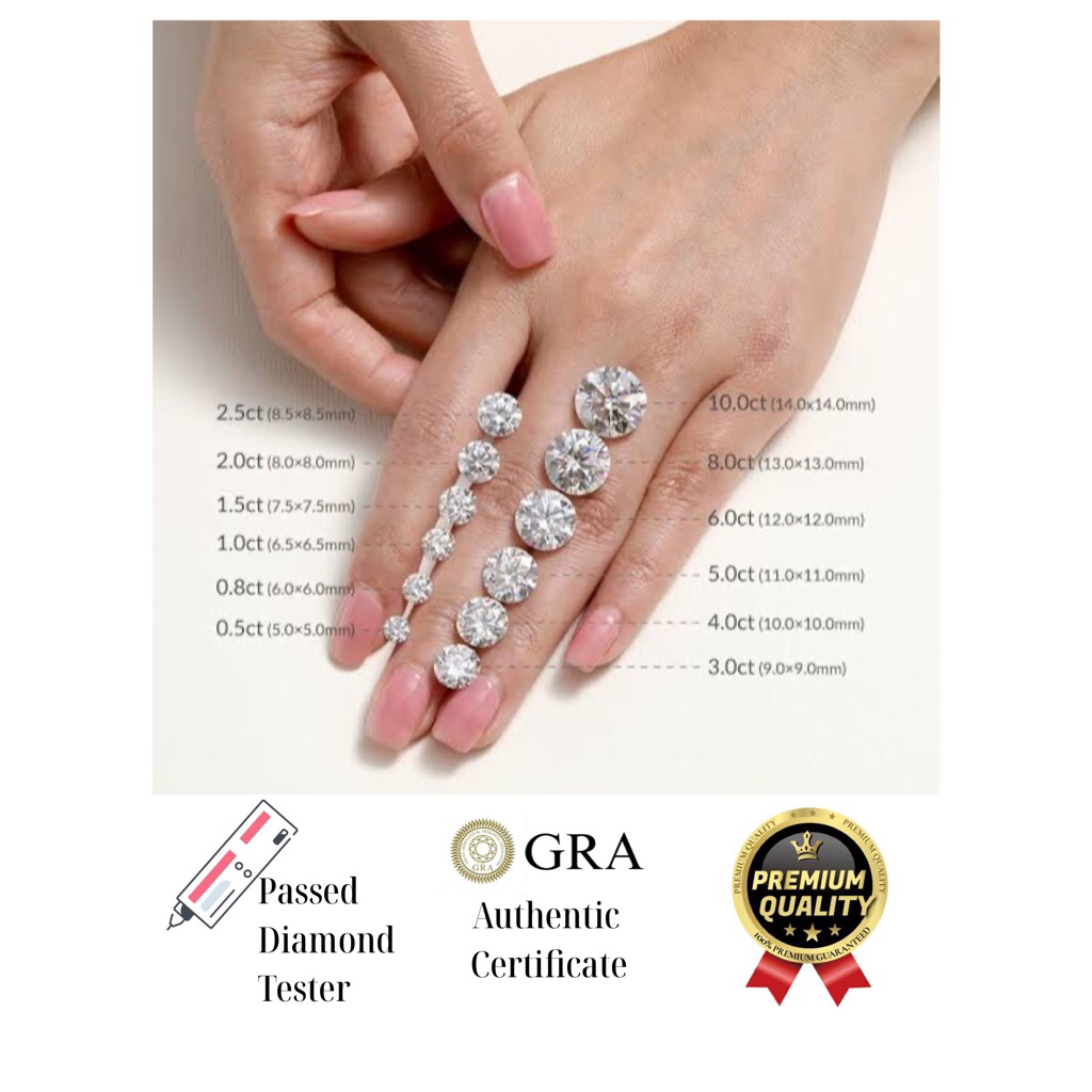 Moissanite 1 carat , 2 carat , 3 carat GRA 100% ORI diamond look
