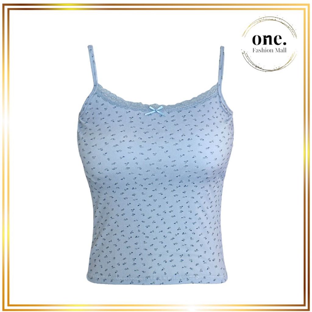 ONEFASHIONMALL BR252 Tanktop Bra Wanita Motif Bunga Renda Atasan Tali Singlet Floral Lace Pita Lucu
