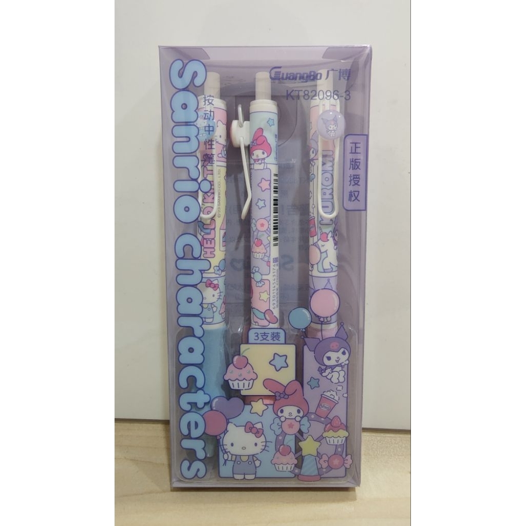 

GuangBo KT82096-3 Sanrio Characters Ballpoint Set 3 Pcs Tinta Hitam 0.5 mm Pulpen Lucu