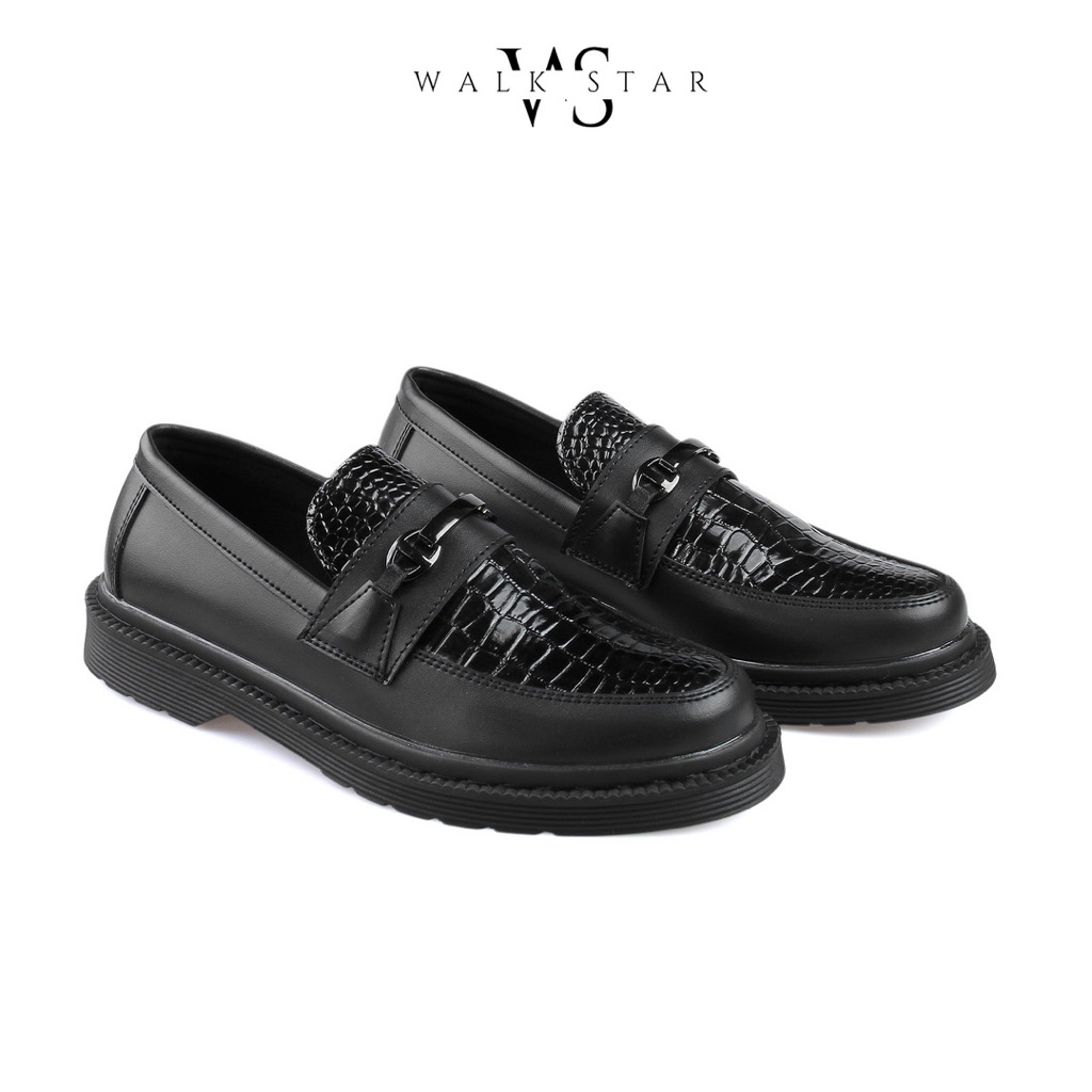 NEW DEALS Sepatu Slip On Pria Loafers Croco Black & Green by WalkStarr