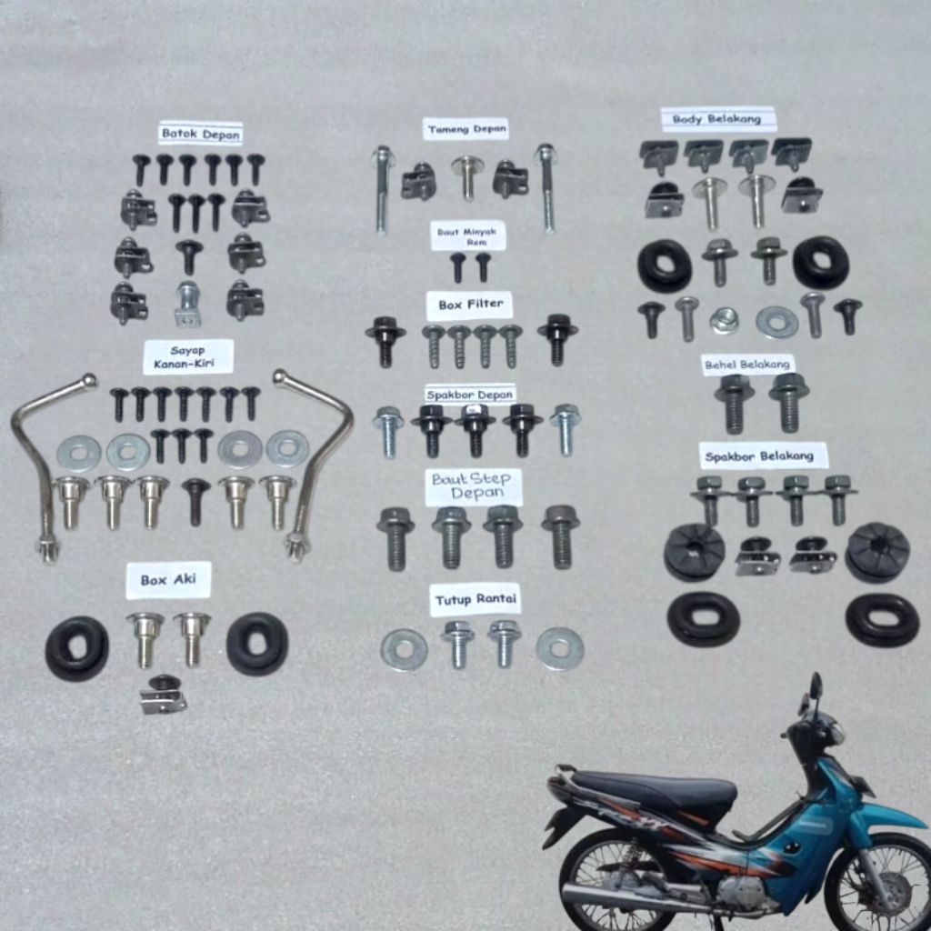 COD Baut Full Set Body Supra Double XX Supra V 100cc / Baut Lengkap Cover Body Bodi Honda Supra xx F