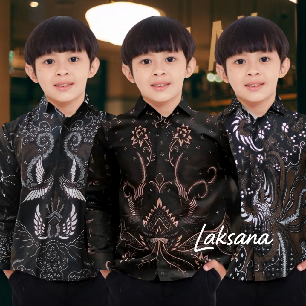 KEMEJA BATIK ANAK COWOK BAJU BATIK ANAK LENGAN PANJANG  UMUR 2-13 TAHUN