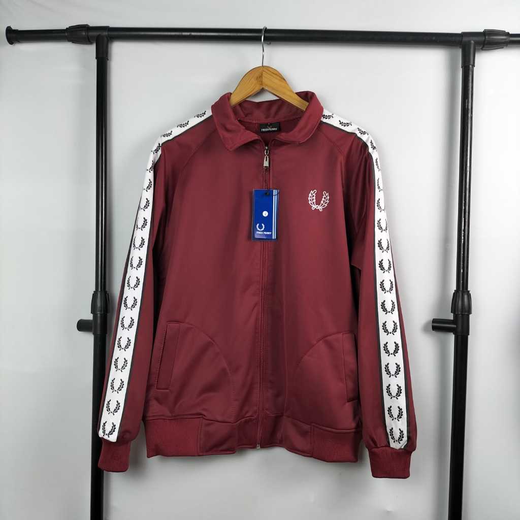 original dan 100% real fict tracktop fred perry list sablon lengan _ jacket sport unisex
