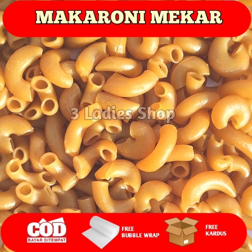 

Makaroni Mekar Mentah Kemasan 250 Gram Free Bubble Wrap dan Kardus