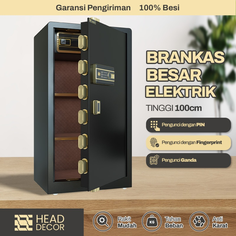 Brankas Besar Ukuran 100 cm Brankas Uang Elektrik Brankas Tahan Api Pin dan Fingerprint