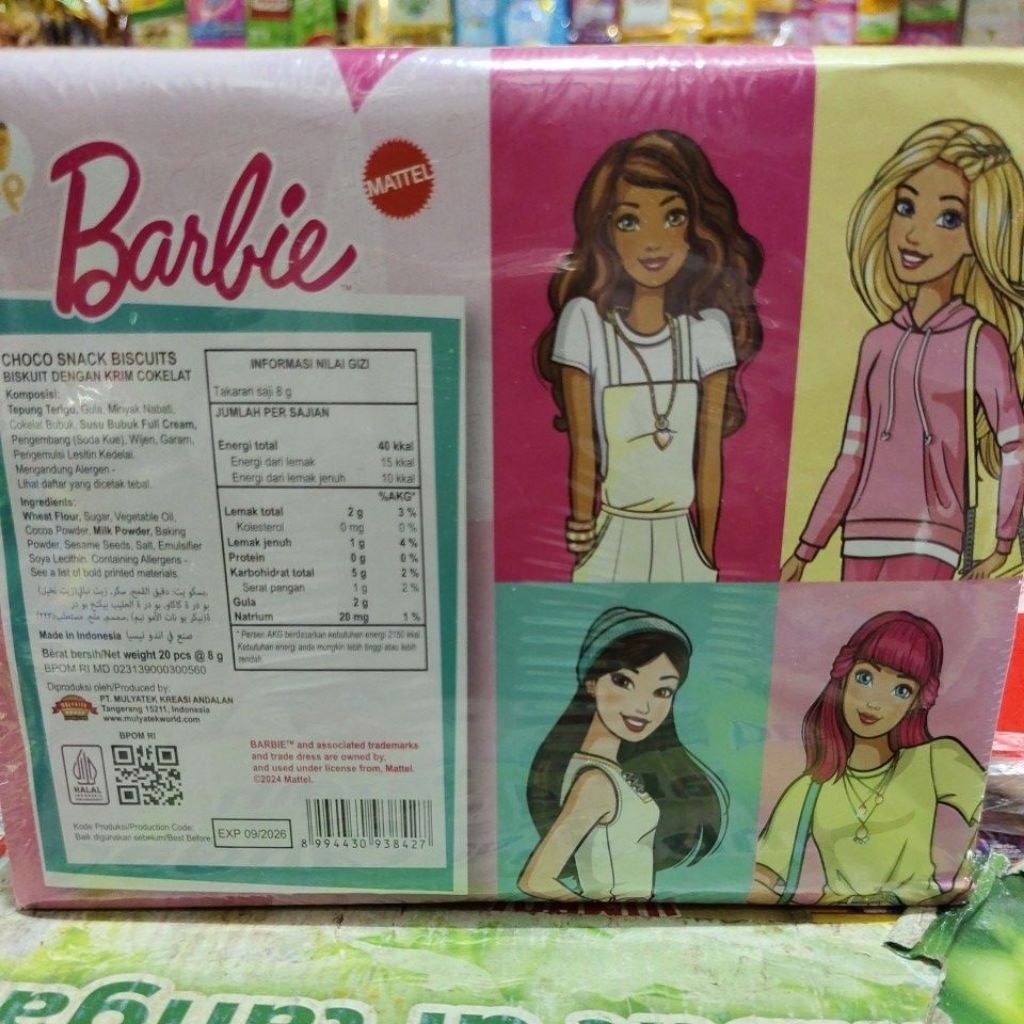 

Choco snack biscuit barbie 1 pack isi 20cup@8g