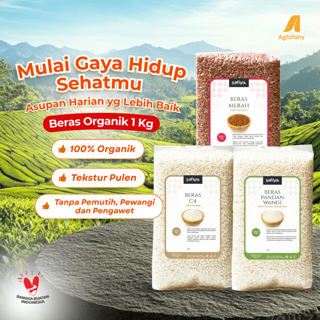 

Beras Organik 1 kg Merah C4 Pandan Wangi | Beras Pulen Organic Rice Premium Original Safiya