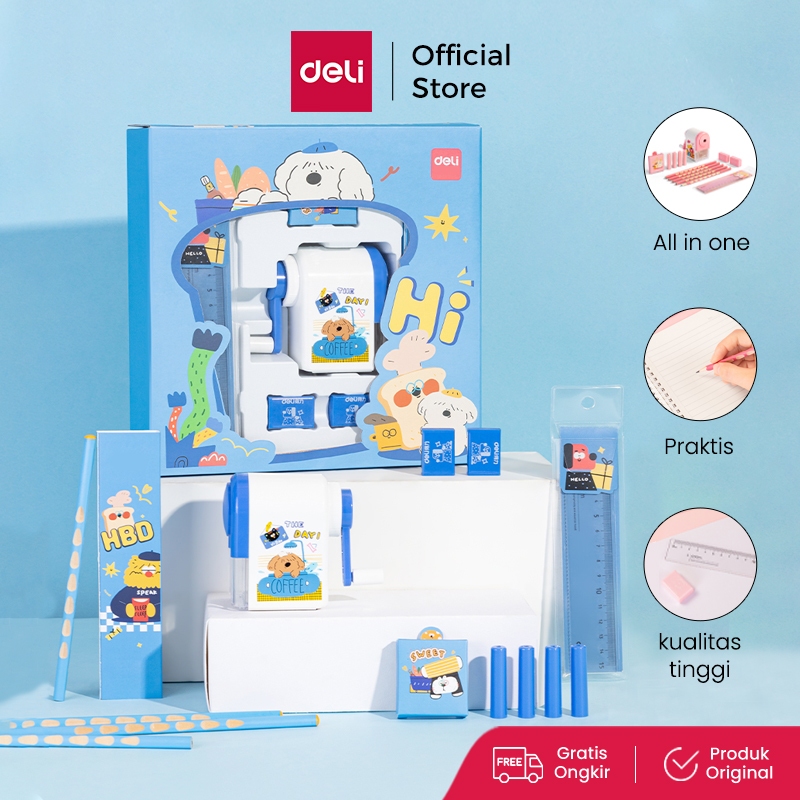 

Deli Set Alat Tulis Kado / Stationary Gift Set 5 in 1 Pink Biru VG52