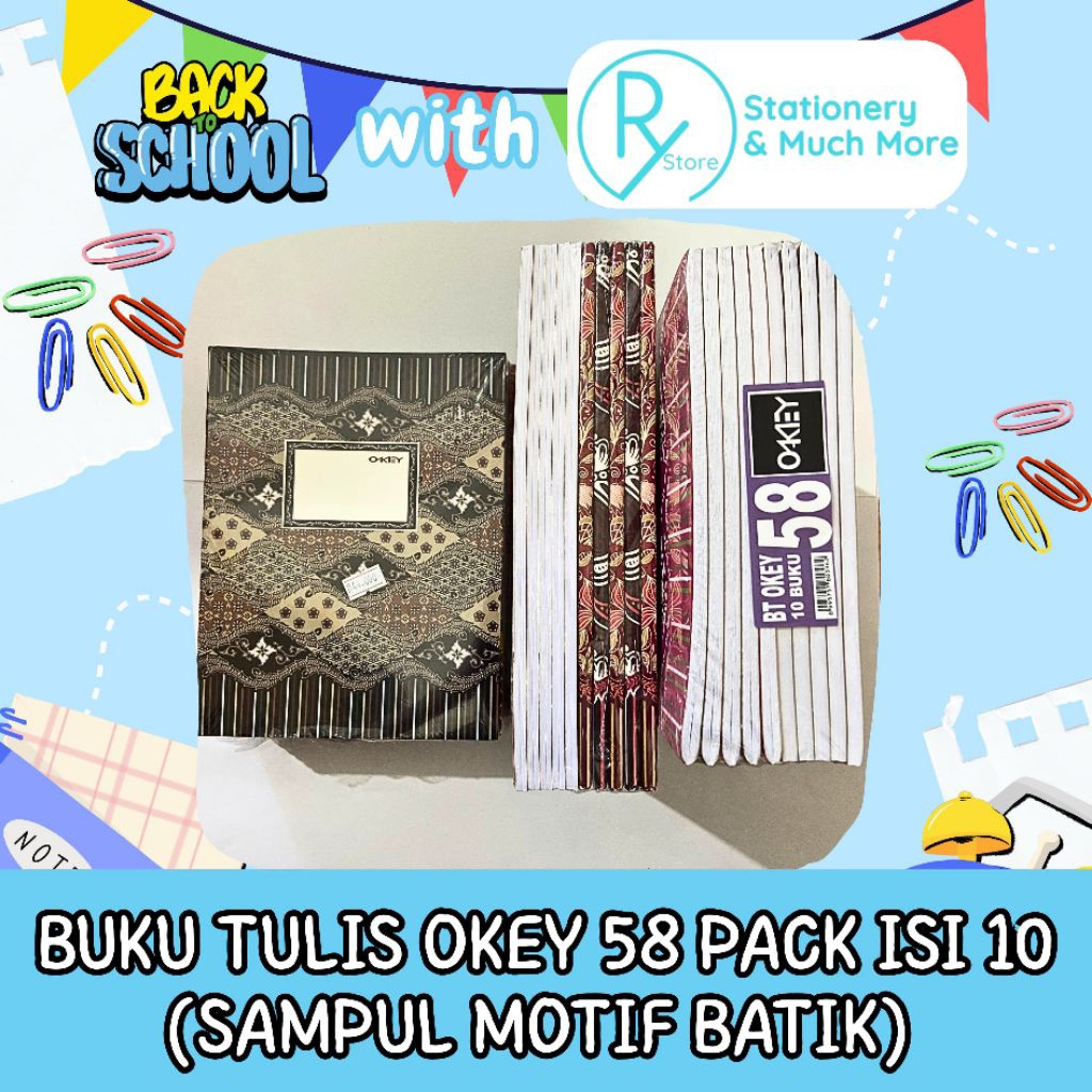

BUKU TULIS OKEY 58 BATIK KWARTO PACK (ISI 10BUKU)